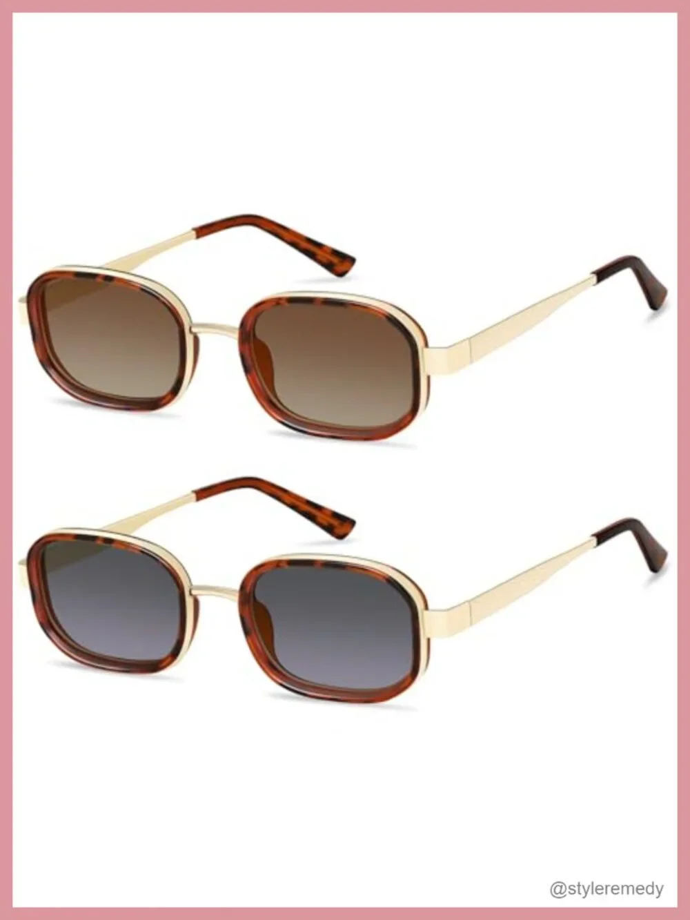 Retro Rectangle Sunglasses UV400 Protection Stainless Steel Frame Unisex